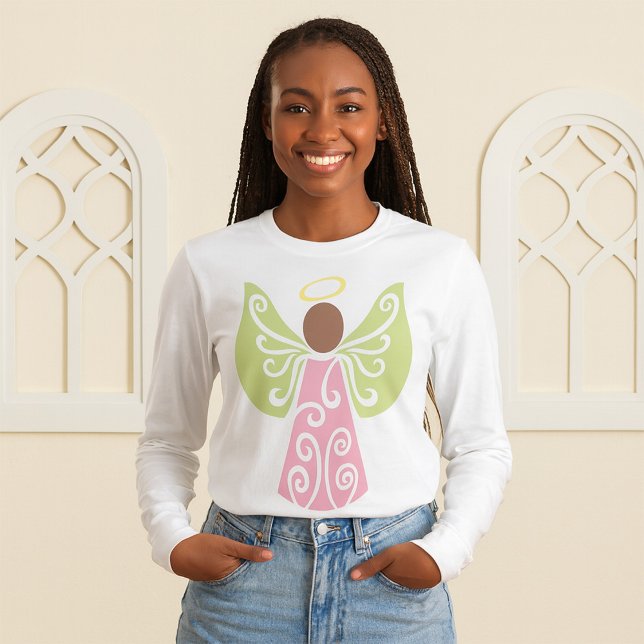 Camiseta Anjo Verde Rosa Asas Espirituosas Espirituosas Esp (Criador carregado)