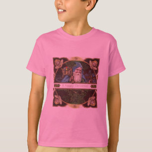 Camiseta Anjos de Papai Noel Vitorianos Azul Natal Arte Ant