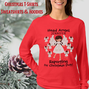 Camiseta Anjos Fofos Natal Com Nome Senhoras