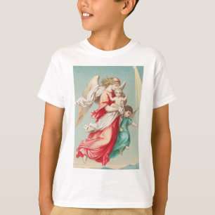 Camiseta Anjos Guardiões Carregando Uma Criança Arte Etérea