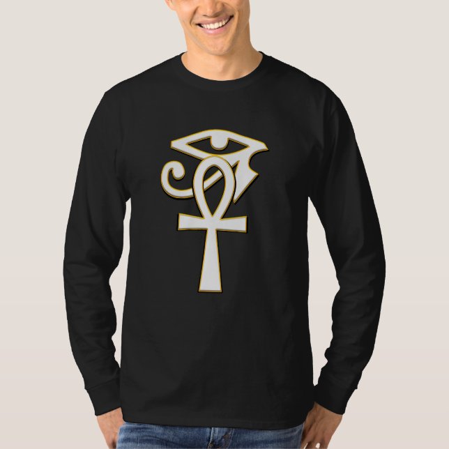 Camiseta Ankh Com Olho De Ra Horus Hieroglyphs Egípcio Sym (Frente)