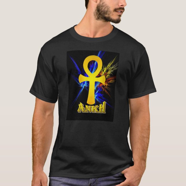 Camiseta Ankh com relâmpago do Fractal (Frente)