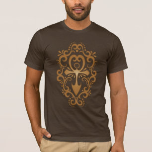 Camiseta Ankh tribal decorativo - marrom