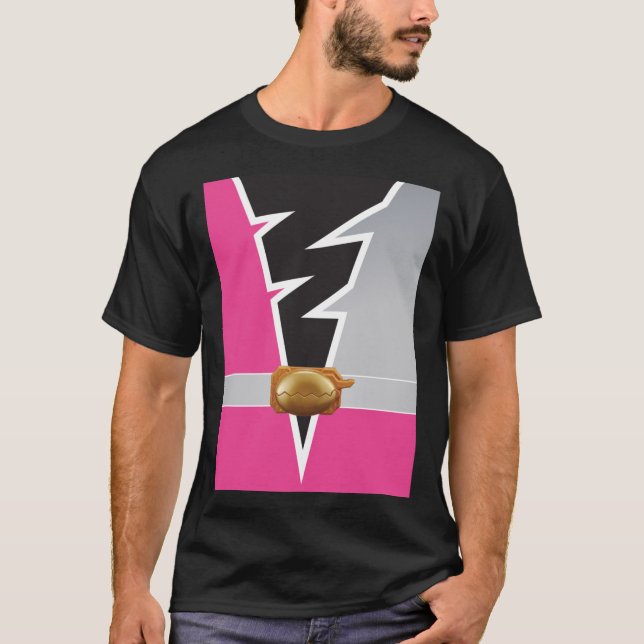 Camiseta Ankylo Fury - Rangers Rosa Dino Fury Clássico T-Sh (Frente)