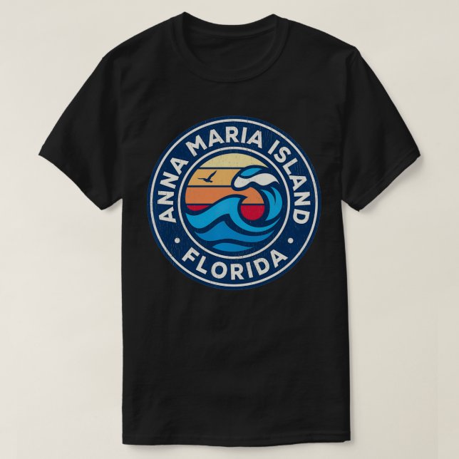 Camiseta Anna Maria Island Florida FL Vintage Onda Marítima (Frente do Design)