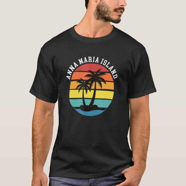 Camiseta Anna Maria Island Palm Trees Silhouette Sunset Flo (Frente)