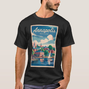 Camiseta Annapolis Maryland Skyline Viagem Art Vintage