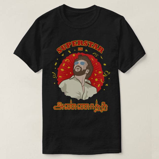 Camiseta Annatha tamil filme superestrela rajinikanth (Frente do Design)
