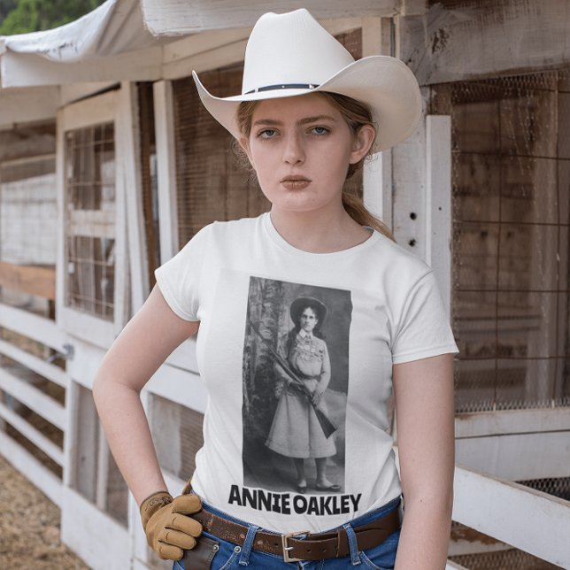 CAMISETA ANNIE OAKLEY COM ARMAS LADIES WOMENS T-SHIRTS (Criador carregado)