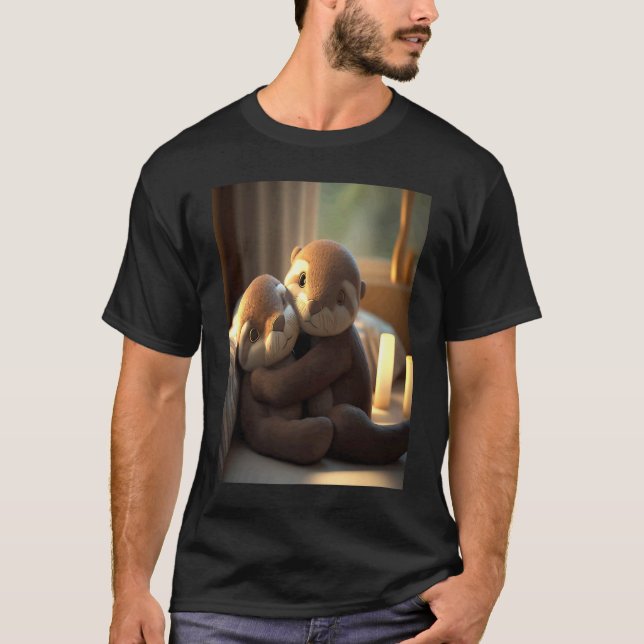 Camiseta Anniversary Otter Present Sweet Huggable Otter (Frente)