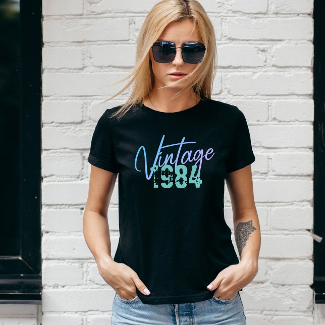 Camiseta Ano Aniversário - Retro Vintage (Vintage Year of Birth Custom Women's T-Shirt - Add your Birth Year!)