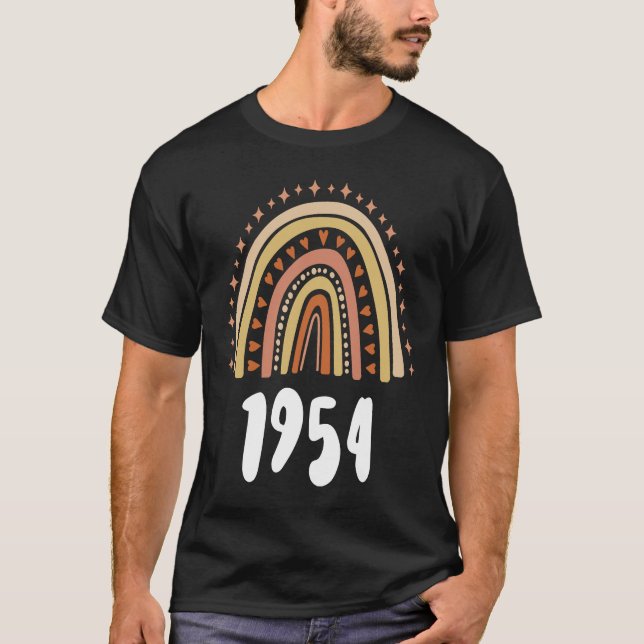 Camiseta Ano Arco-Íris Laranja De Nascimento De 1954 (Frente)