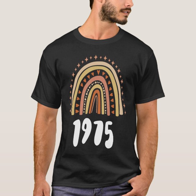 Camiseta Ano Arco-Íris Laranja De Nascimento De 1975 (Frente)