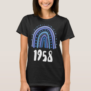 Camiseta Ano Azul Arco-Íris De Nascimento De 1958