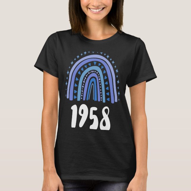 Camiseta Ano Azul Arco-Íris De Nascimento De 1958 (Frente)