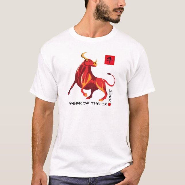 Camiseta Ano Chinês do Ox| Ano Personalizado (Frente)