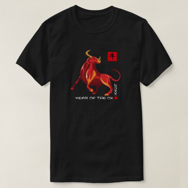 Camiseta Ano Chinês do Ox| Ano Personalizado (Frente do Design)