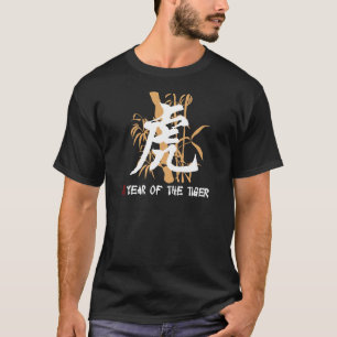 Camiseta Ano chinês do zodíaco do preto do tigre