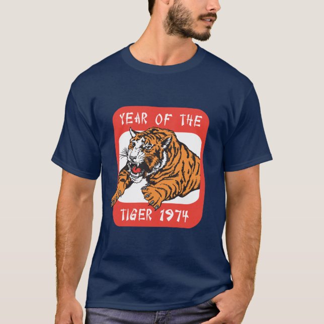 Camiseta Ano chinês dos t-shirt escuros do tigre 1974 (Frente)