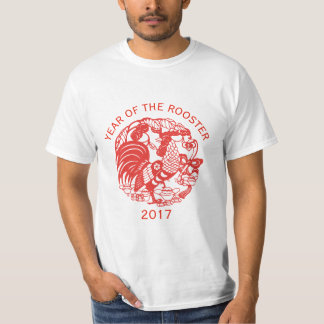Camiseta Ano customizável do galo de Papercut do chinês