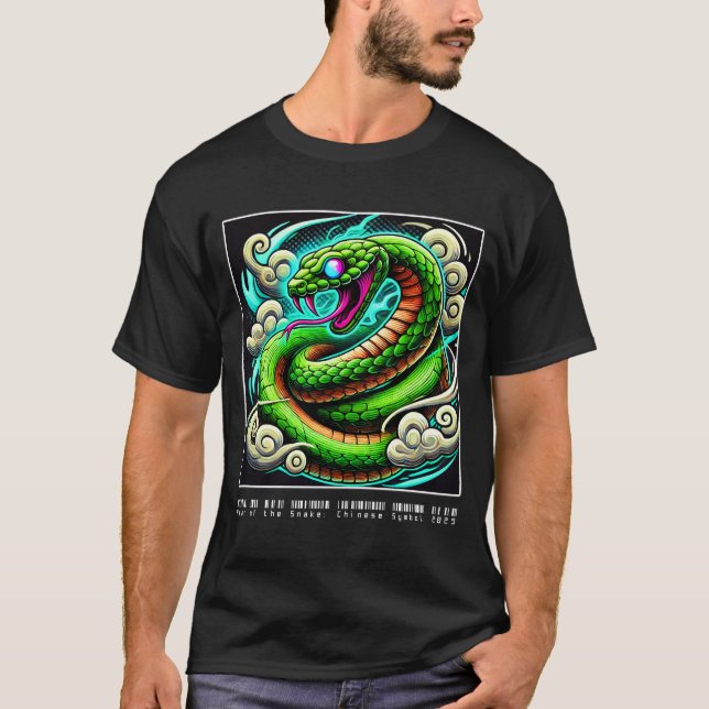Camiseta Ano da Cobra: Símbolo Chinês 2025 (novo ano) (Frente)