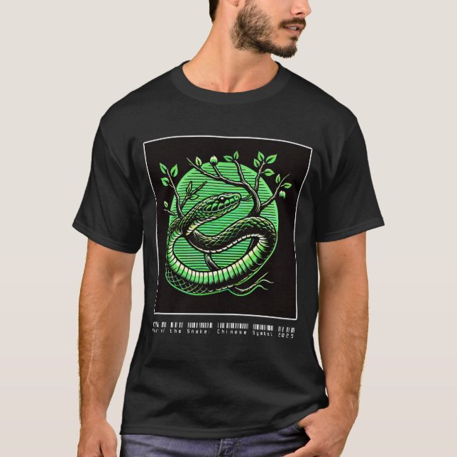 Camiseta Ano da Cobra: Símbolo chinês 2025 (verde) (Frente)