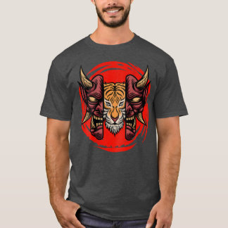 Camiseta Ano da Máscara de Tiger Samurai Cultura Japonesa