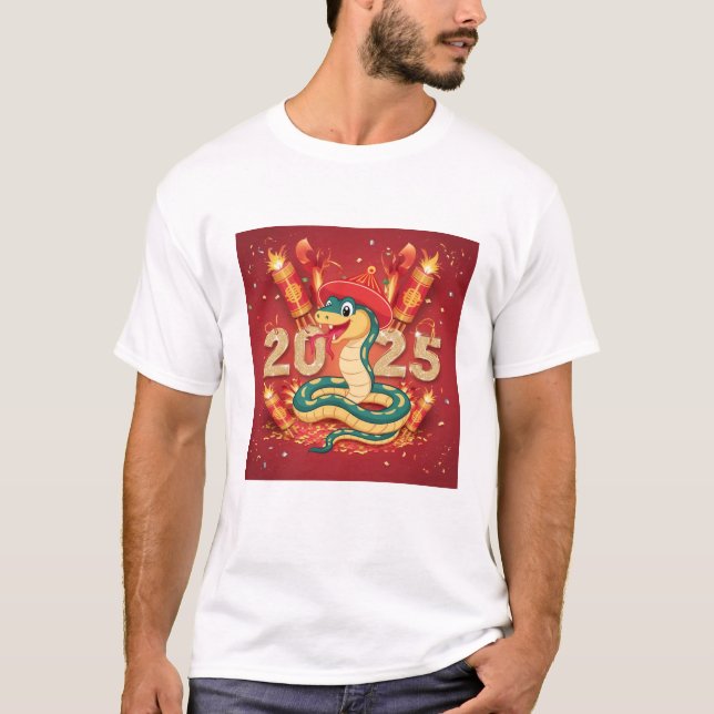 Camiseta Ano da Serpente 2025 serpente de madeira (Frente)