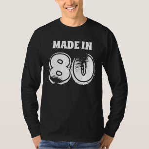 Camiseta Ano de Aniversário das Mulheres Feito em 80 Texto