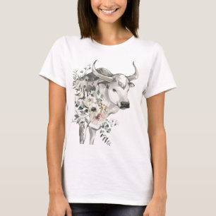 Camiseta Ano de Aquarela do Ox Ano Novo Chinês