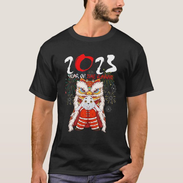 Camiseta Ano De Dabbing Bunny Do Coelho 2023 Novo Chinês (Frente)