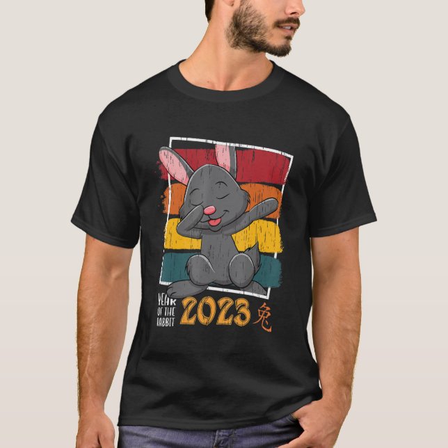 Camiseta Ano De Dabbing Do Coelho Chinês Ano Novo 2023 R (Frente)