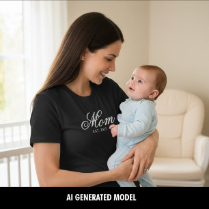 Camiseta Ano de Fundação da Mamãe Personalizado Escrito Ele