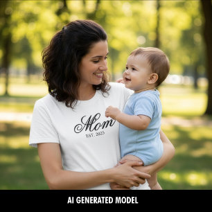 Camiseta Ano de Fundação da Mamãe Personalizado Script