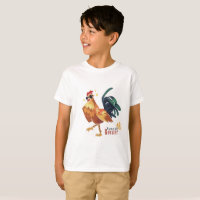 Ano de galo, caráter chinês, miúdos, t-shirt