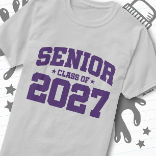 Camiseta Ano de Graduação Escola Roxa Turma de 2027