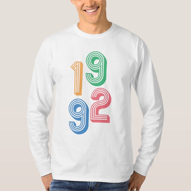 Camiseta Ano de nascimento - 1992 - aniversário de 30 anos  (Frente)