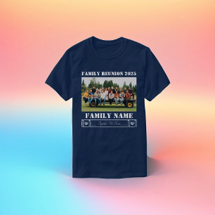 Camiseta Ano de Reunião de Fotografias e Nomes da Família P