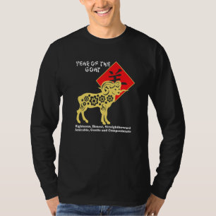 Camiseta Ano do Bode Zodíaco Chinês Ano Novo Lunar Homens