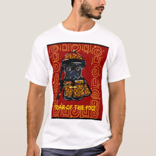 Camiseta Ano do Cão Pug Preto