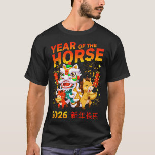 Camiseta Ano do Cavalo 2026 Ano Novo Chinês Lingote