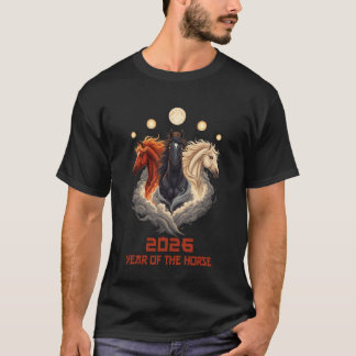 Camiseta Ano do Cavalo 2026 Feliz Ano Novo Lunar Chinês Ho