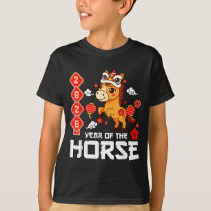 Camiseta Ano Do Cavalo 2026 Fofo Kawaii Ano Novo Chinês