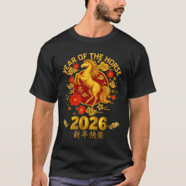 Camiseta Ano do Cavalo 2026 - Zodíaco do Ano Novo Chinês