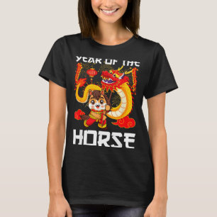Camiseta Ano Do Cavalo Dança Chinesa Do Dragão Ano Novo Lun