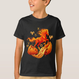 Camiseta Ano do cavalo de fogo 2026 fortuna lunar chinês