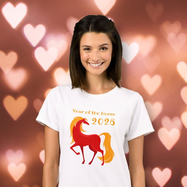 Camiseta Ano do Cavalo de Fogo 2026 Mulheres Zodiac Chinesa (Criador carregado)