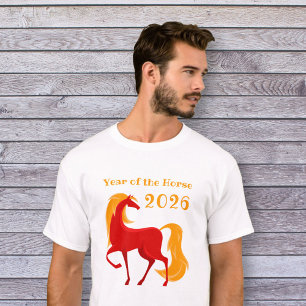 Camiseta Ano do Cavalo de Fogo 2026: Zodiac Masculino Chinê