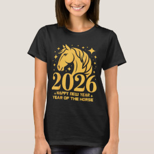 Camiseta Ano do Cavalo Floral Zodíaco Arte Lunar Novo 2026