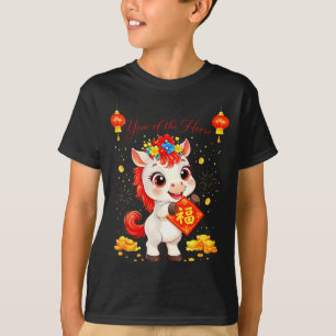 Camiseta Ano do Cavalo Lunar Ano Novo Chinês Fogo Cavalo